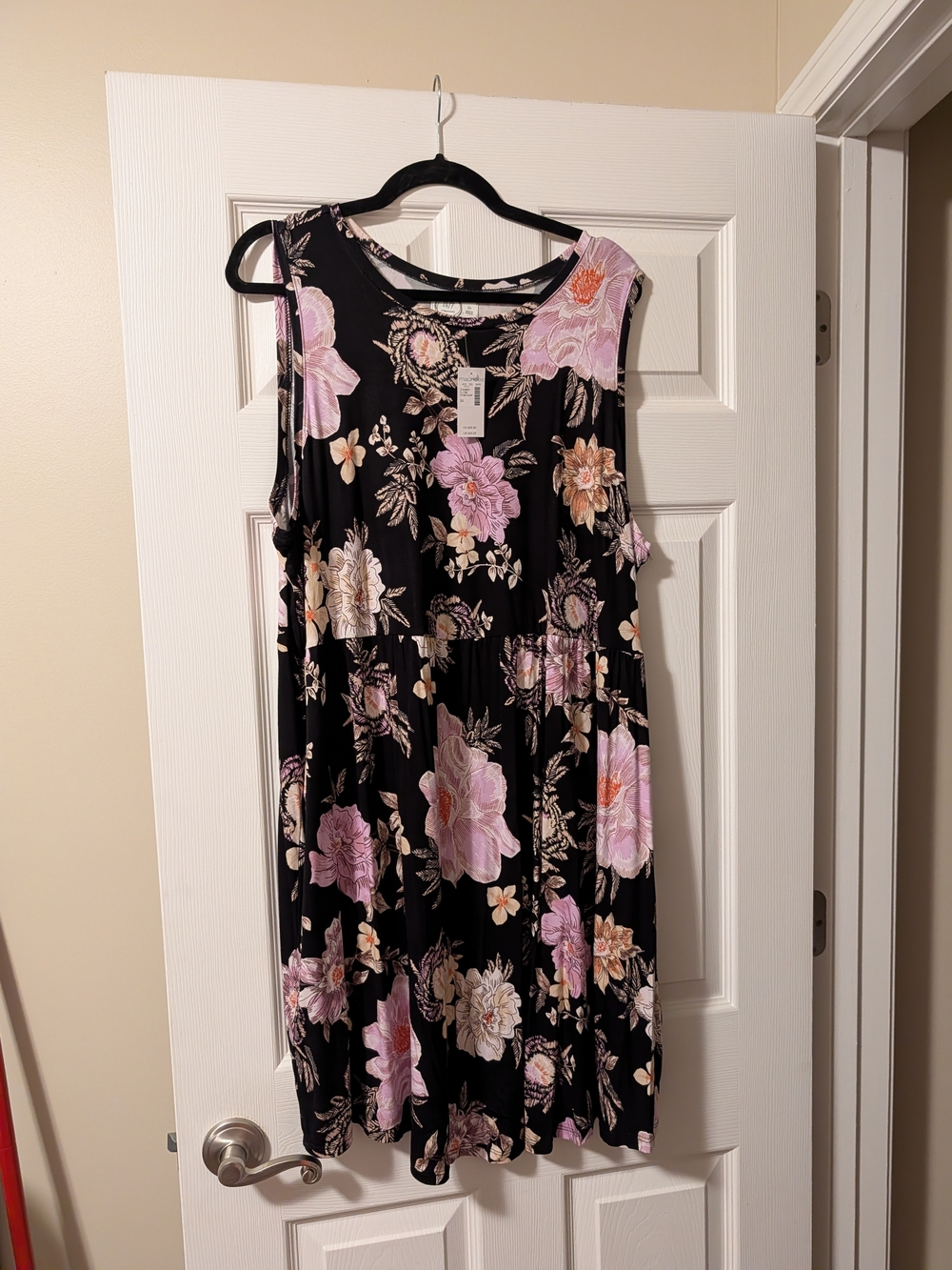 Maurices Sleeveless Black Floral Summer Dress with Pink & Cream Blooms